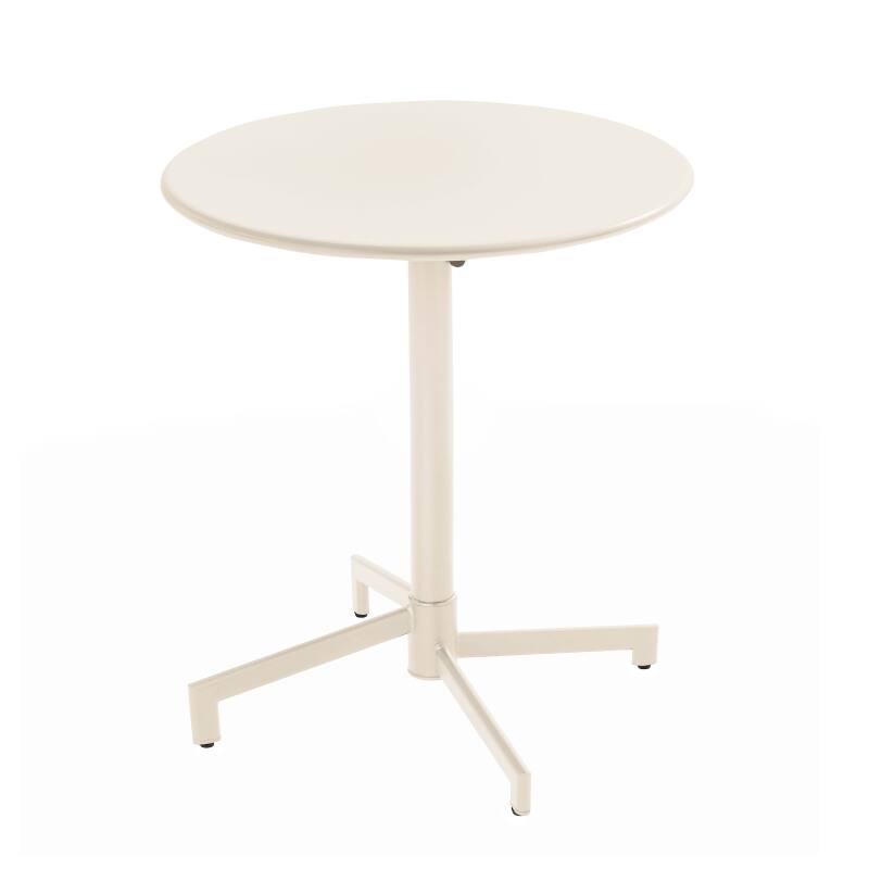 Tavolo da giardino bistrot rotonda inclinabile in metallo con piede incassato 70x70 cm e 2 sedie con braccioli (3/11)