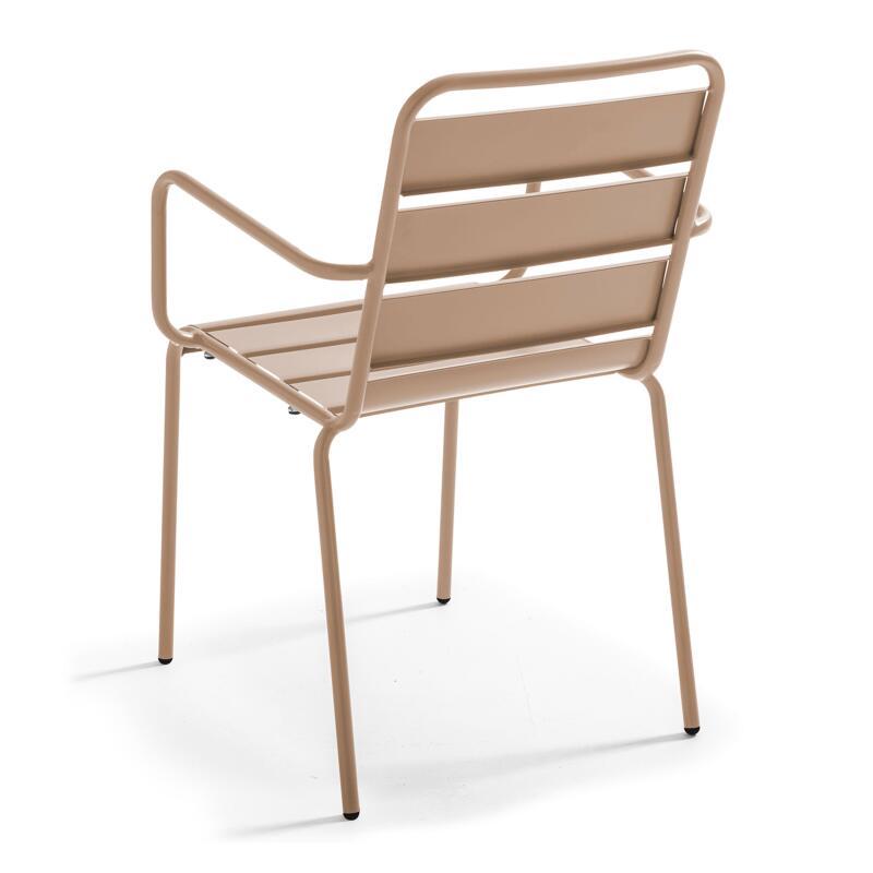 Tavolo da giardino bistrot rotonda inclinabile in metallo con piede incassato 70x70 cm e 2 sedie con braccioli (7/8)