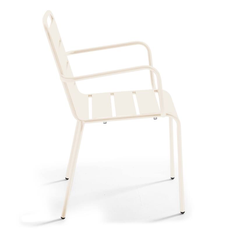 Tavolo da giardino bistrot rotonda inclinabile in metallo con piede incassato 70x70 cm e 2 sedie con braccioli (9/11)