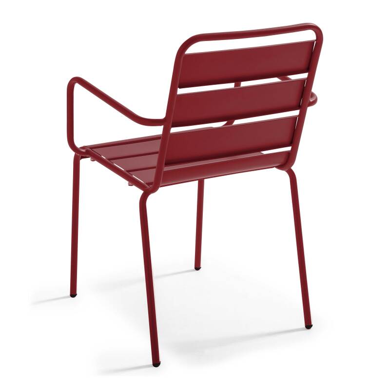 Tavolo da giardino bistrot rotonda inclinabile in metallo con piede incassato 70x70 cm e 2 sedie con braccioli (7/8)