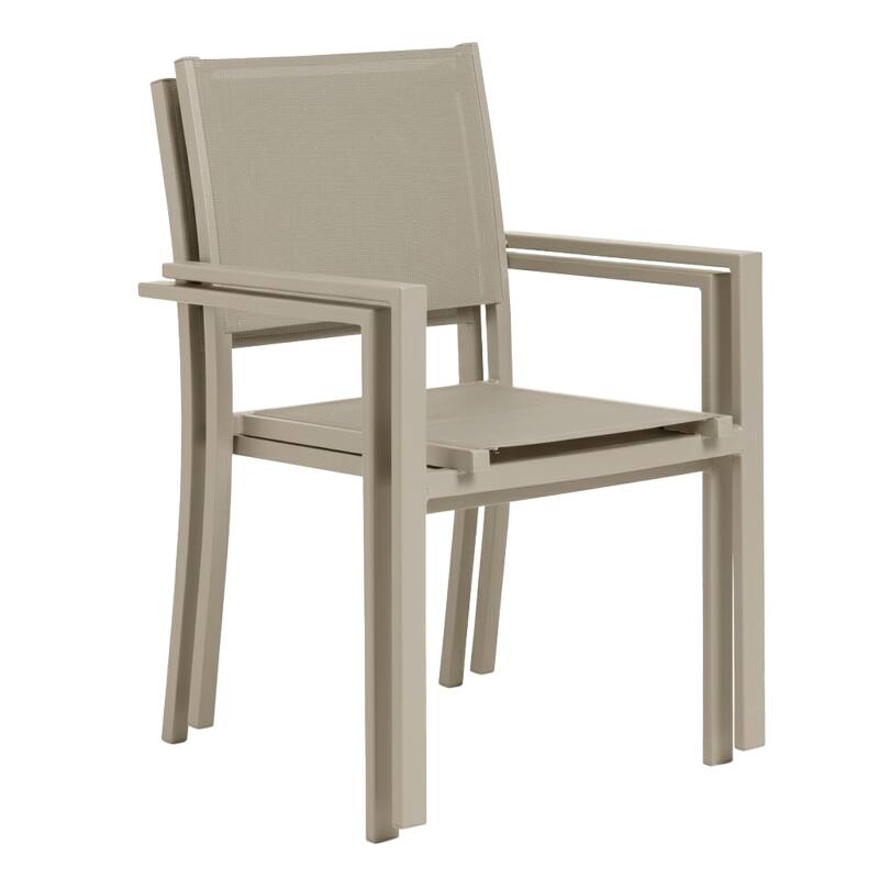Sedia da giardino in alluminio e textilene con braccioli (3/6)