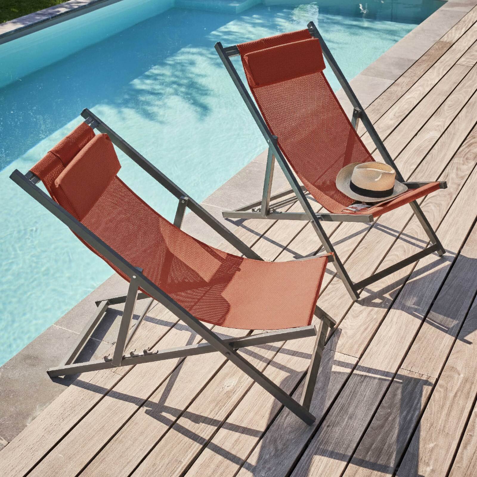 Set di 2 sedie sdraio in alluminio reclinabili a 4 posizioni