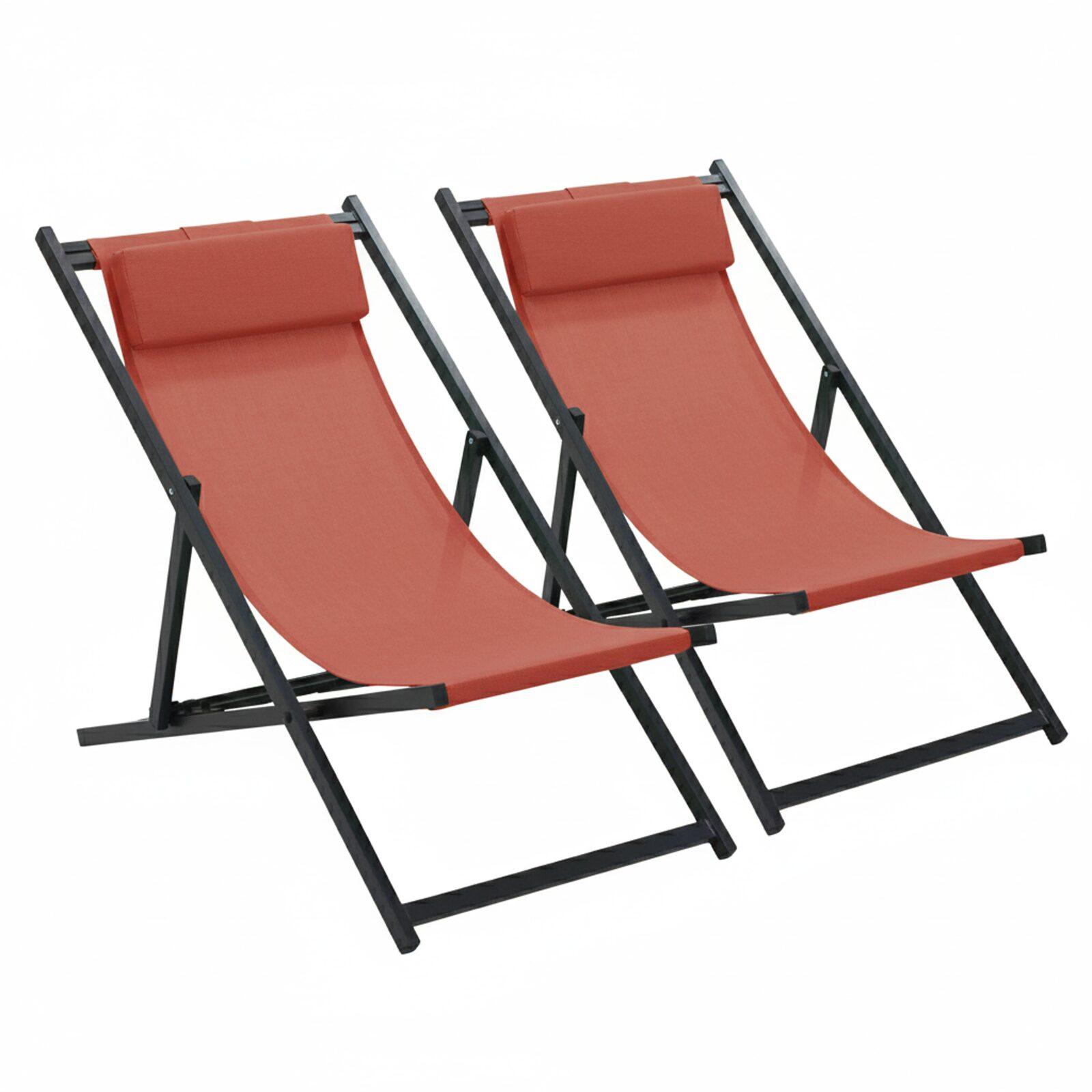 Set di 2 sedie sdraio in alluminio reclinabili a 4 posizioni