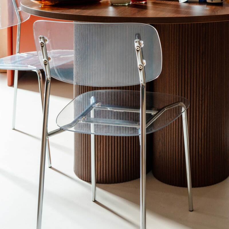 Sedie in plastica e metallo trasparenti - Set di 2 (5/7)