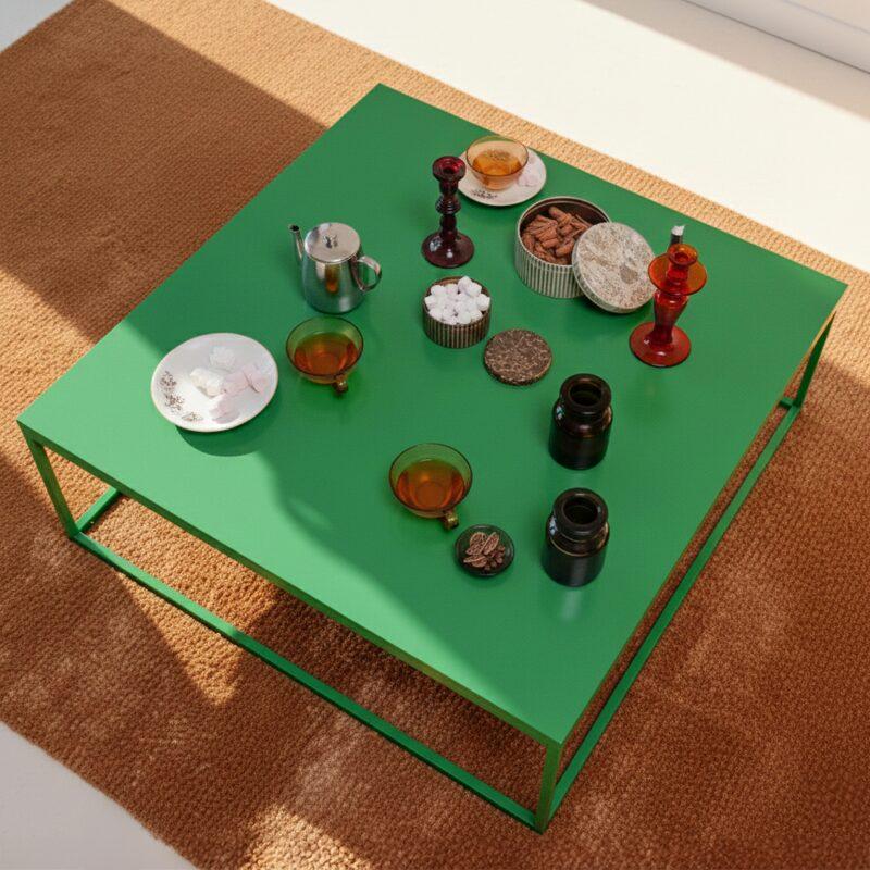 Tavolino da salotto in metallo quadrato 90x90 cm