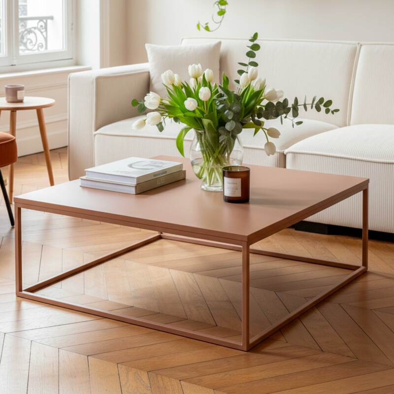 Tavolino da salotto in metallo quadrato 90x90 cm (7/8)