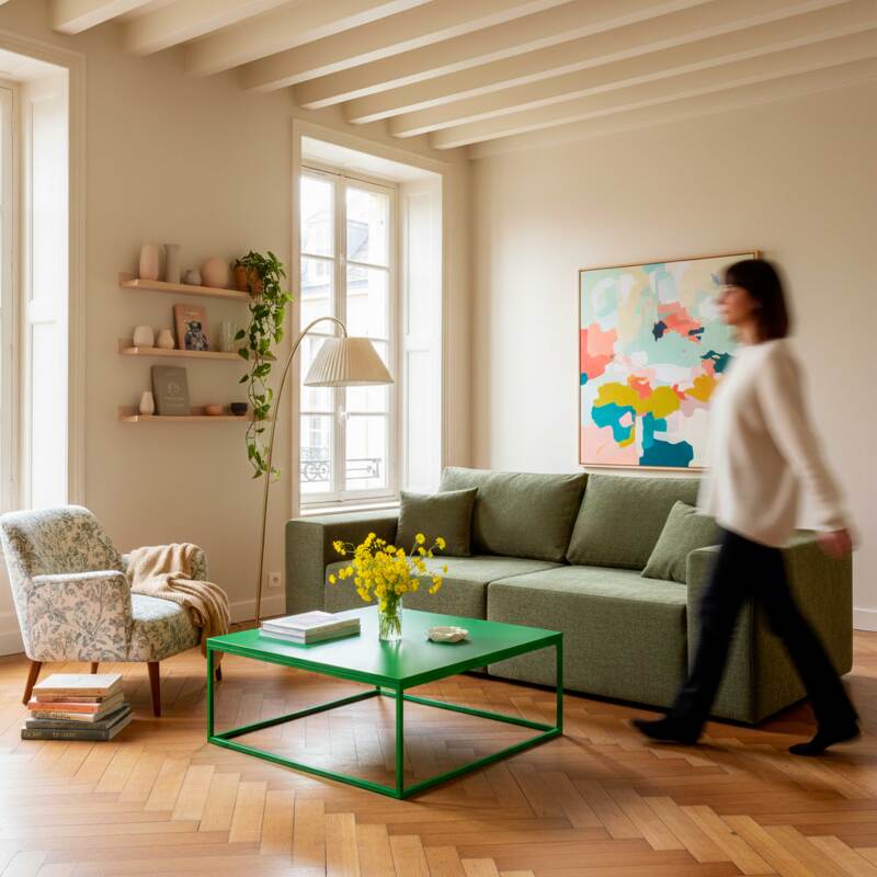 Tavolino da salotto in metallo quadrato 90x90 cm (5/7)