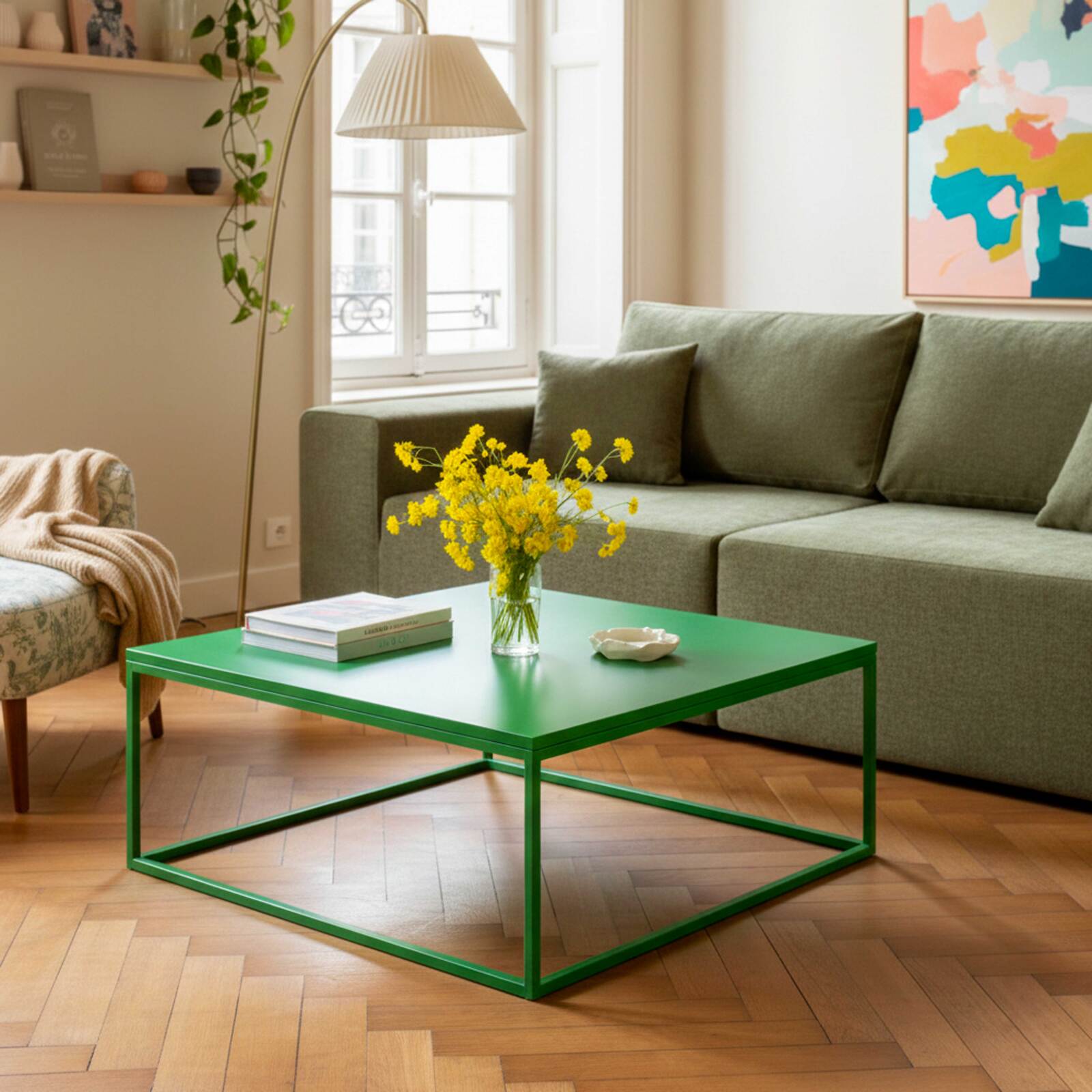 Tavolino da salotto in metallo quadrato 90x90 cm