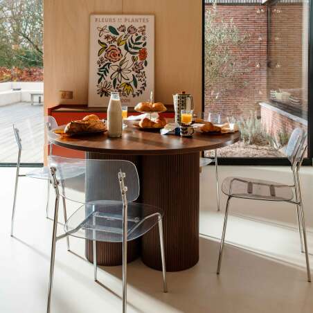 Tavolo da pranzo rotondo effetto legno per 4 persone