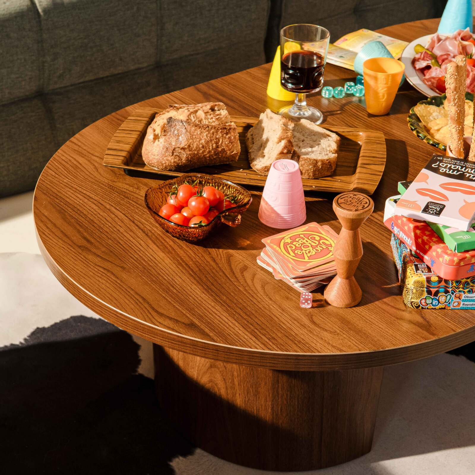 Tavolino de salotto effetto legno ovale 120x70x35 cm