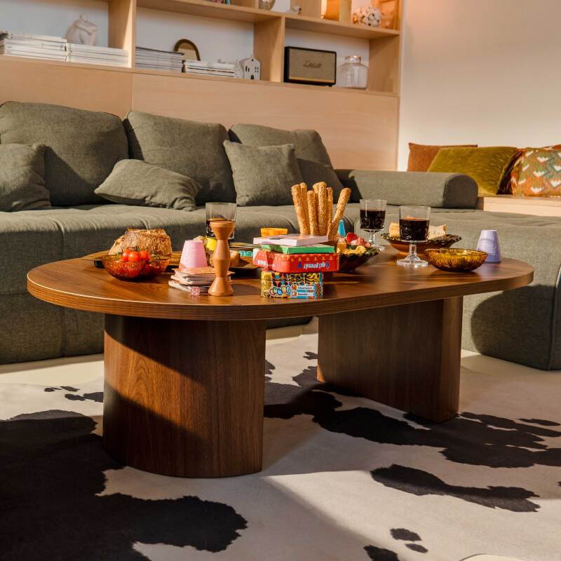 Tavolino de salotto effetto legno ovale 120x70x35 cm