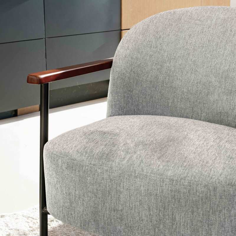 Poltrona relax in tessuto, legno e metallo (2/7)