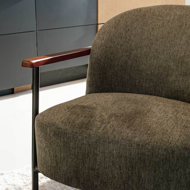 Poltrona relax in tessuto, legno e metallo (2/7)