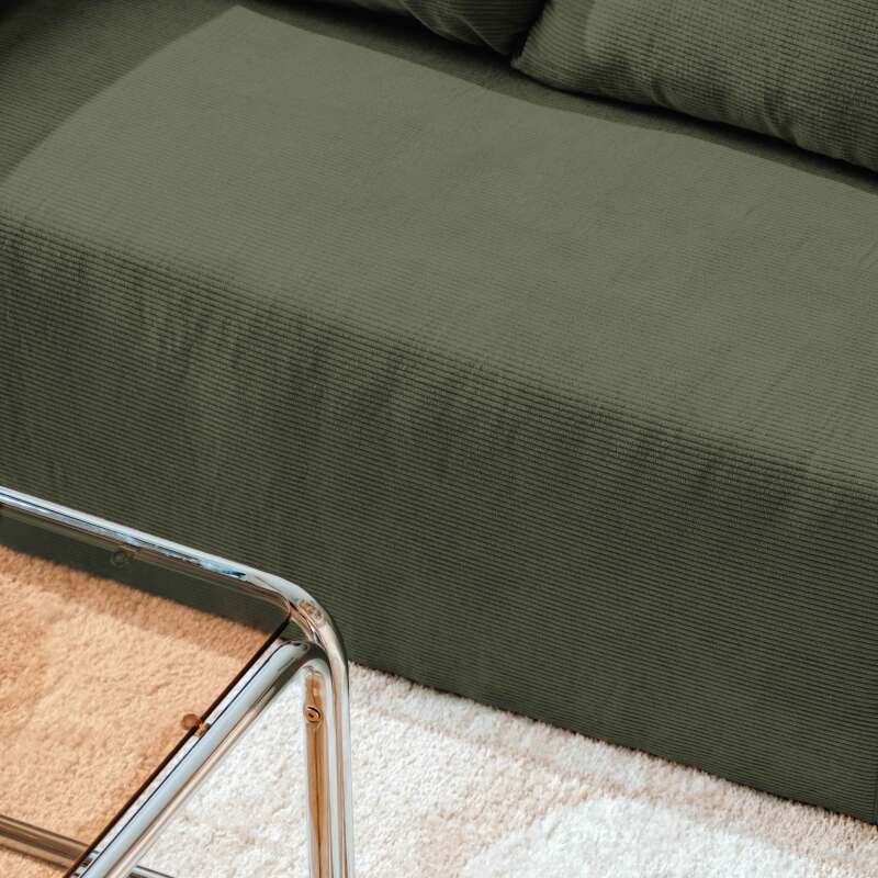 Divano angolare 4 posti in tessuto a coste con chaise longue destra e cuscini (3/7)