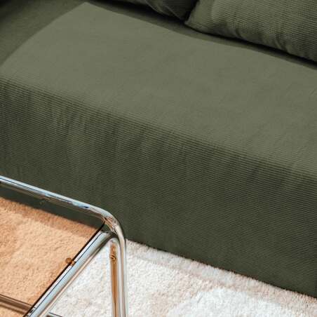 Divano angolare 4 posti in tessuto a coste con chaise longue destra e cuscini (3/7)