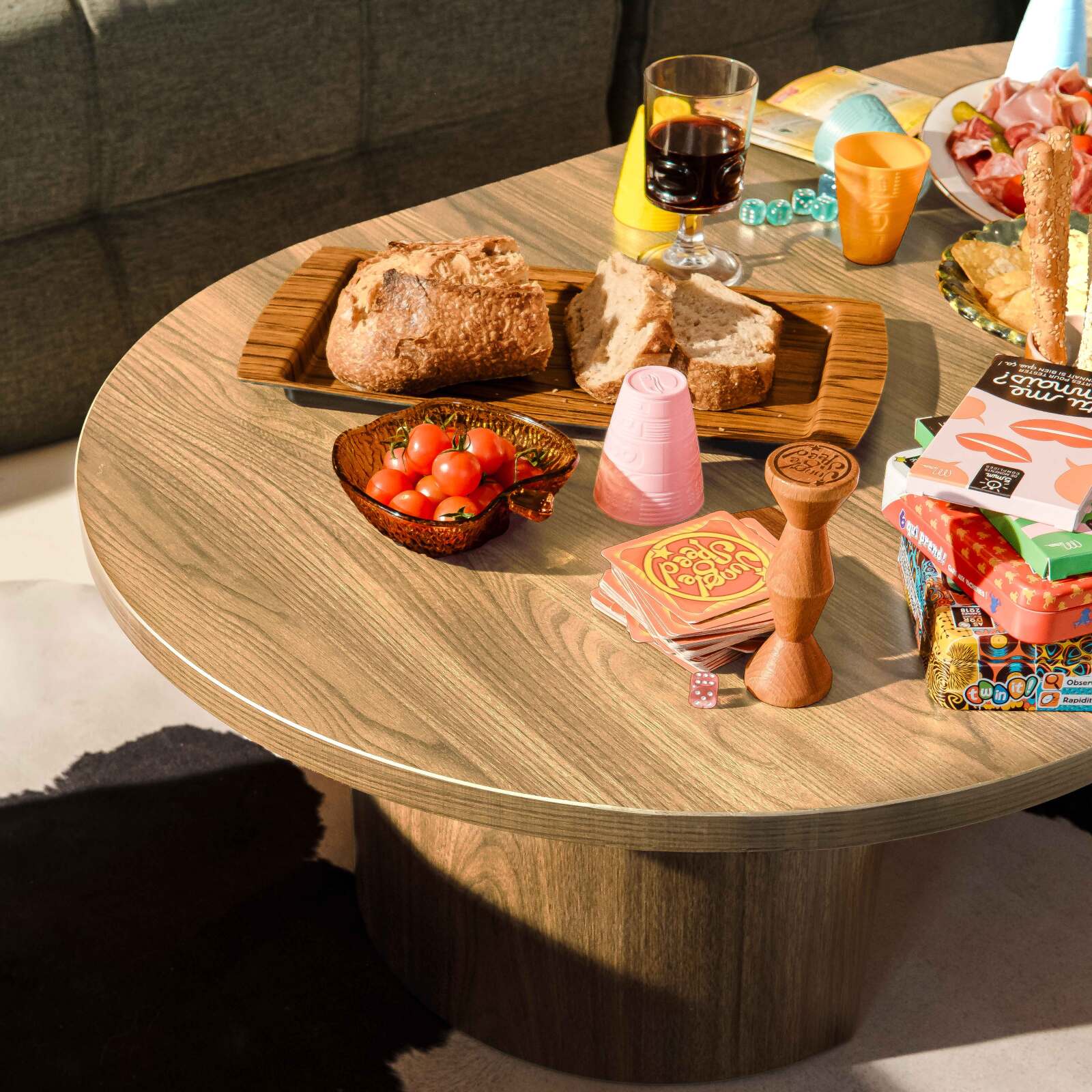 Tavolino de salotto effetto legno ovale 120x70x35 cm