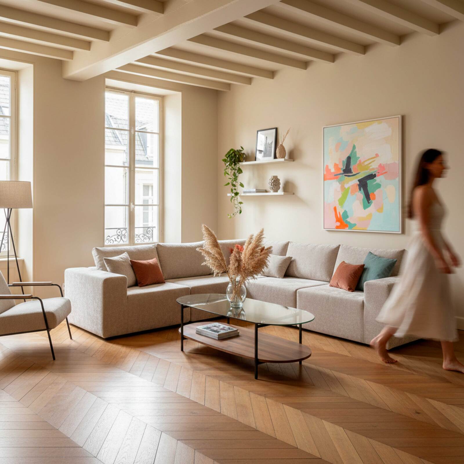 Tavolino da salotto in vetro e effetto legno scuro ovale  120 x 55 x 40 cm