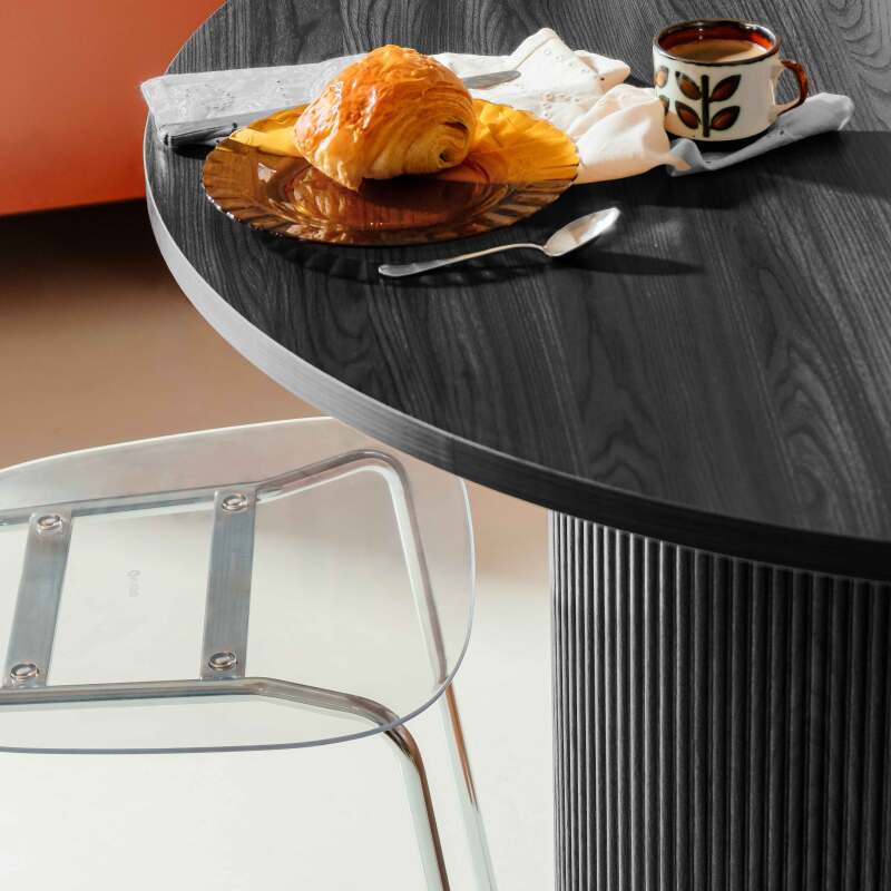 Tavolo da pranzo rotondo effetto legno per 4 persone (2/7)