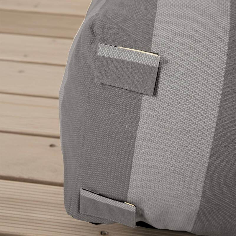 Divano modulare da esterno a righe 4 posti con 1 poltrona, 2 poltrone angolari e 1 pouf (6/7)