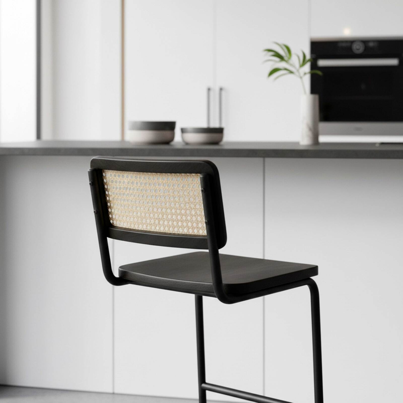 Sedie alta in legno e metallo - Set di 2