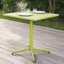 Tavolo da giardino bistrot quadrato pieghevole 70 x 70 cm in metallo e 2 sedie con braccioli