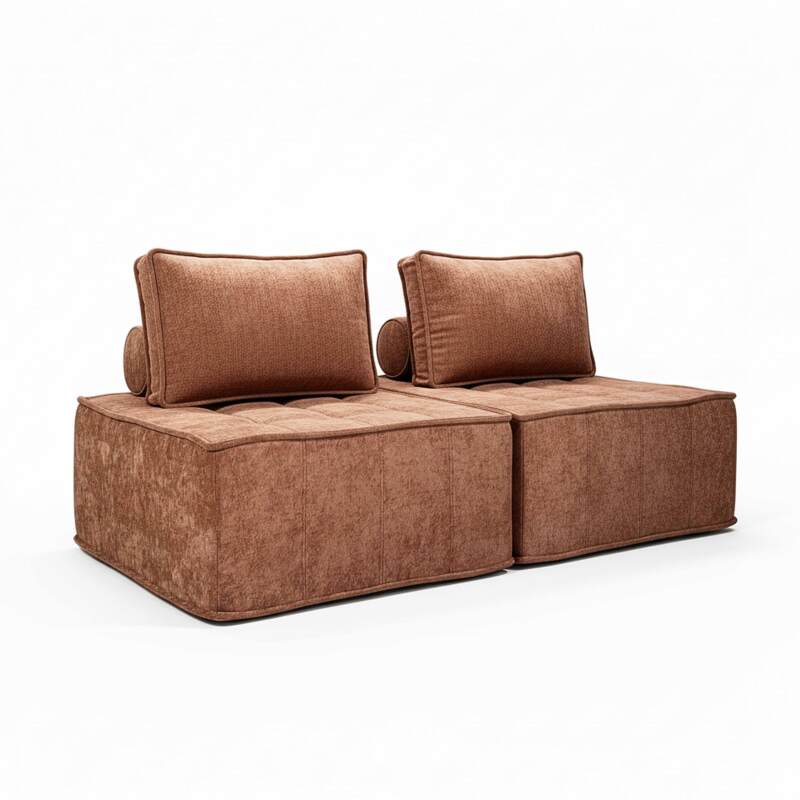 Divano modulare 2 posti in tessuto con cuscini