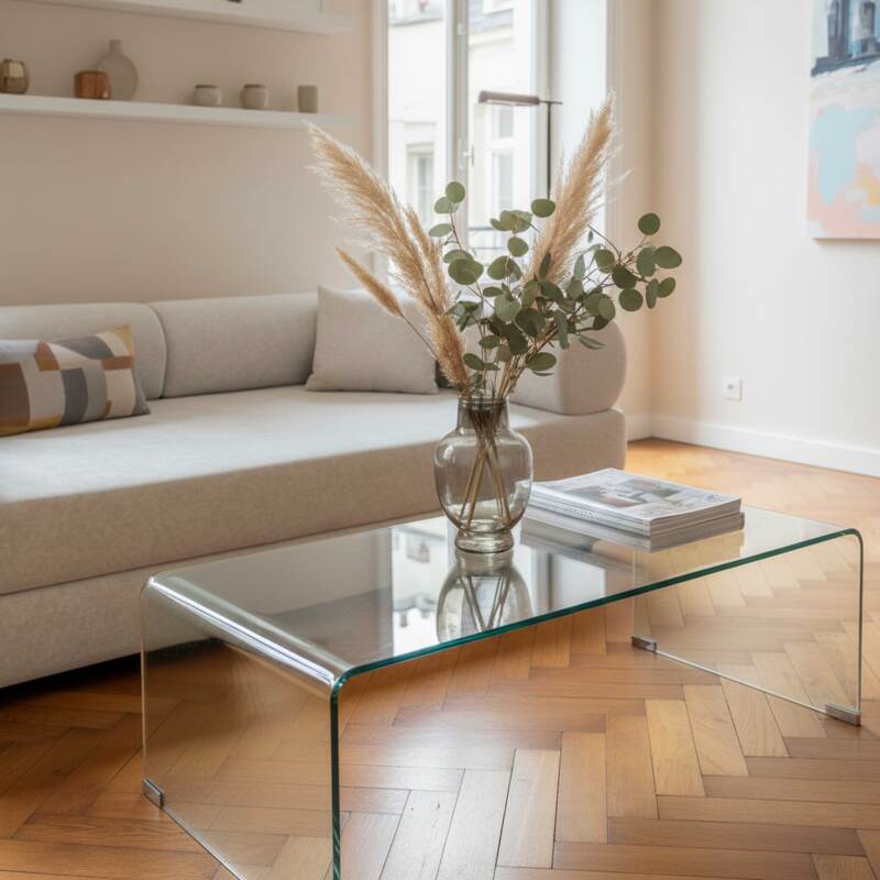 Tavolino da salotto in vetro temperato rettangolare 110x50 cm (3/8)