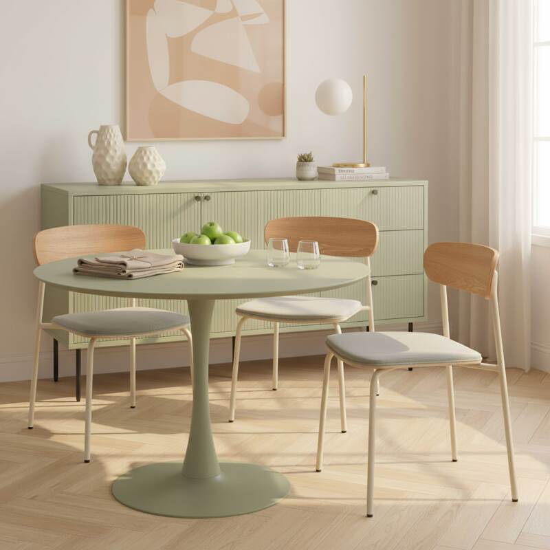 Tavolo da pranzo rotondo tinta unita 4 persone