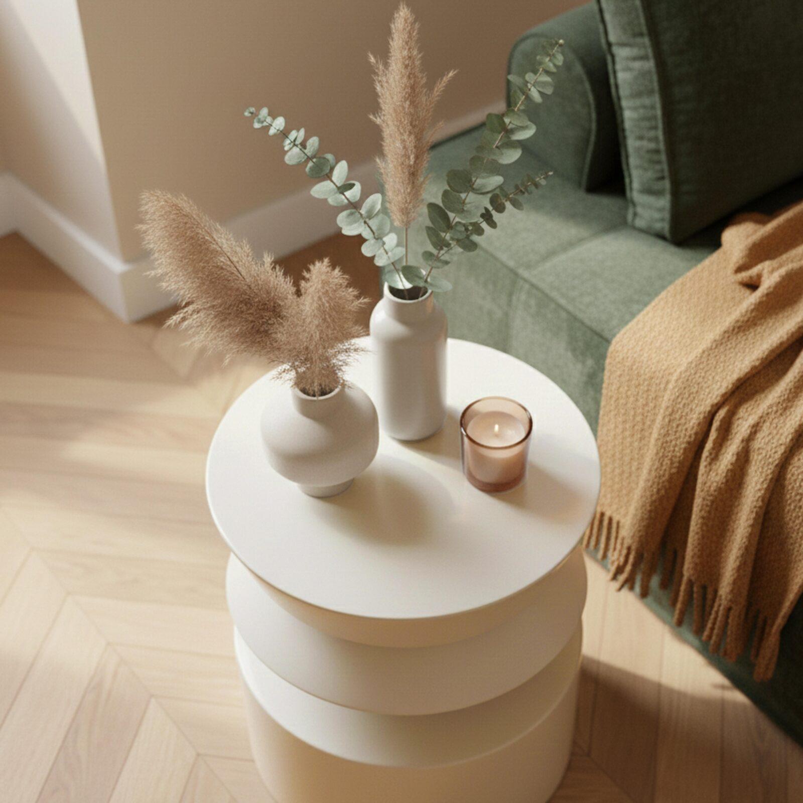 Tavolino da salotto effetto laccato rotondo Ø40 cm stile retrò