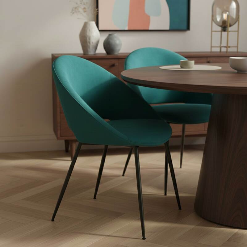 Sedie in velluto e metallo - Set di 2 (2/8)