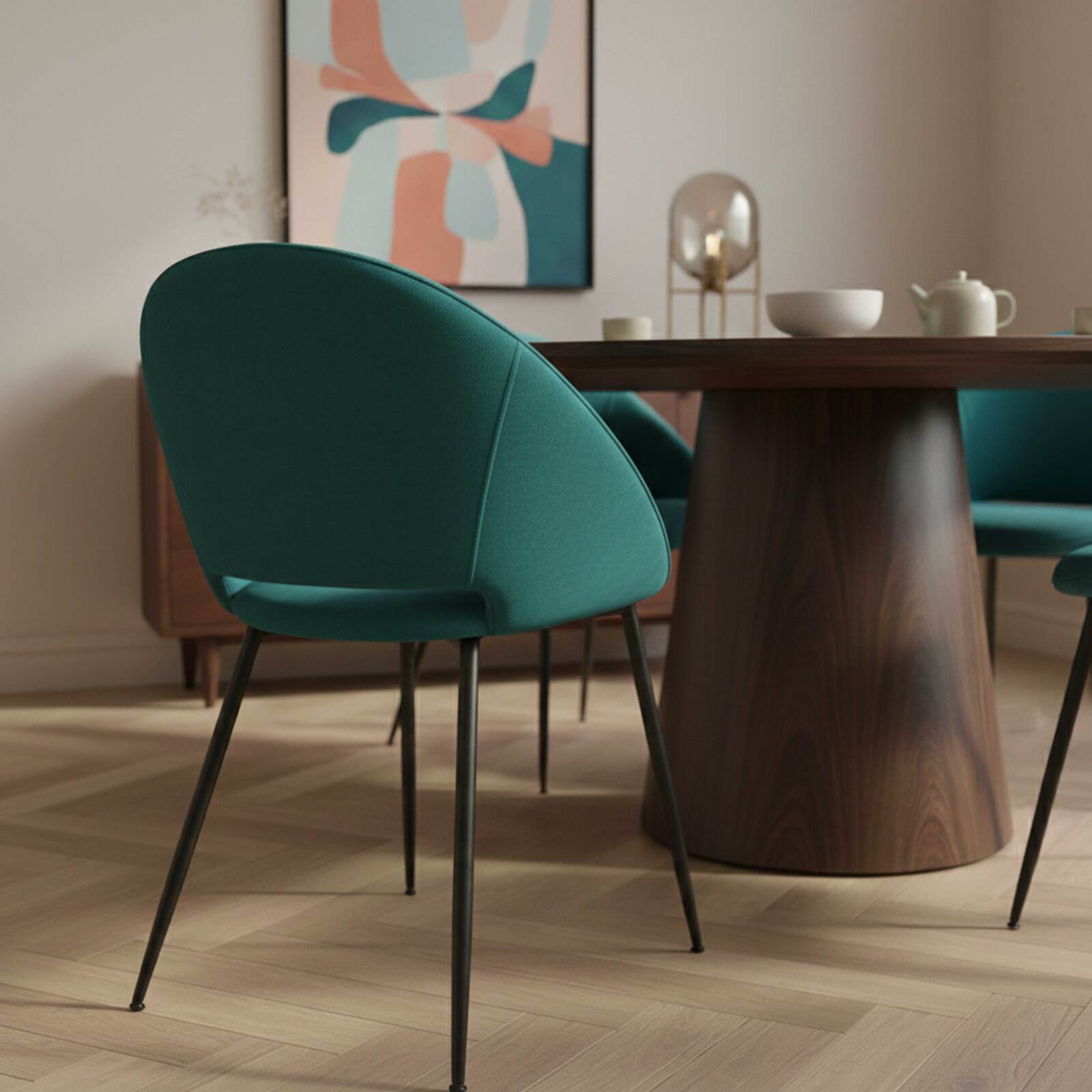 Sedie in velluto e metallo - Set di 2