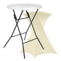 Tavolo alto pieghevole 80x110 cm e copertura elastica avorio