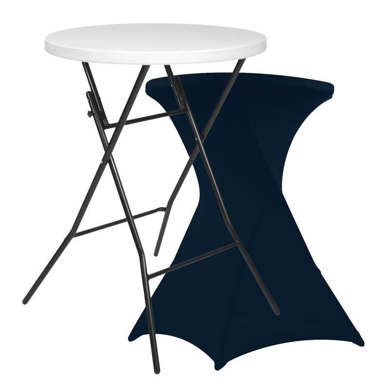 Tavolo alto pieghevole 80x110 e fodera elastica blu navy