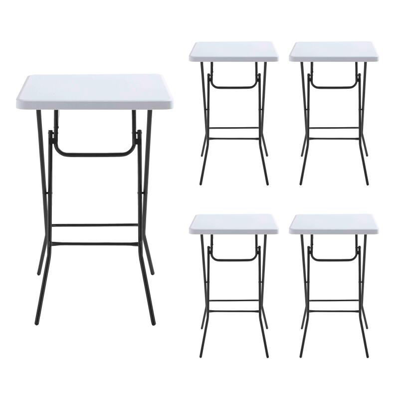 Tavolo alto pieghevole 68x68x110 cm - Set di 5