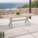 Tavolo da giardino allungabile in alluminio e ceramica effetto legno 8 a 12 persone 200/260x100 cm 