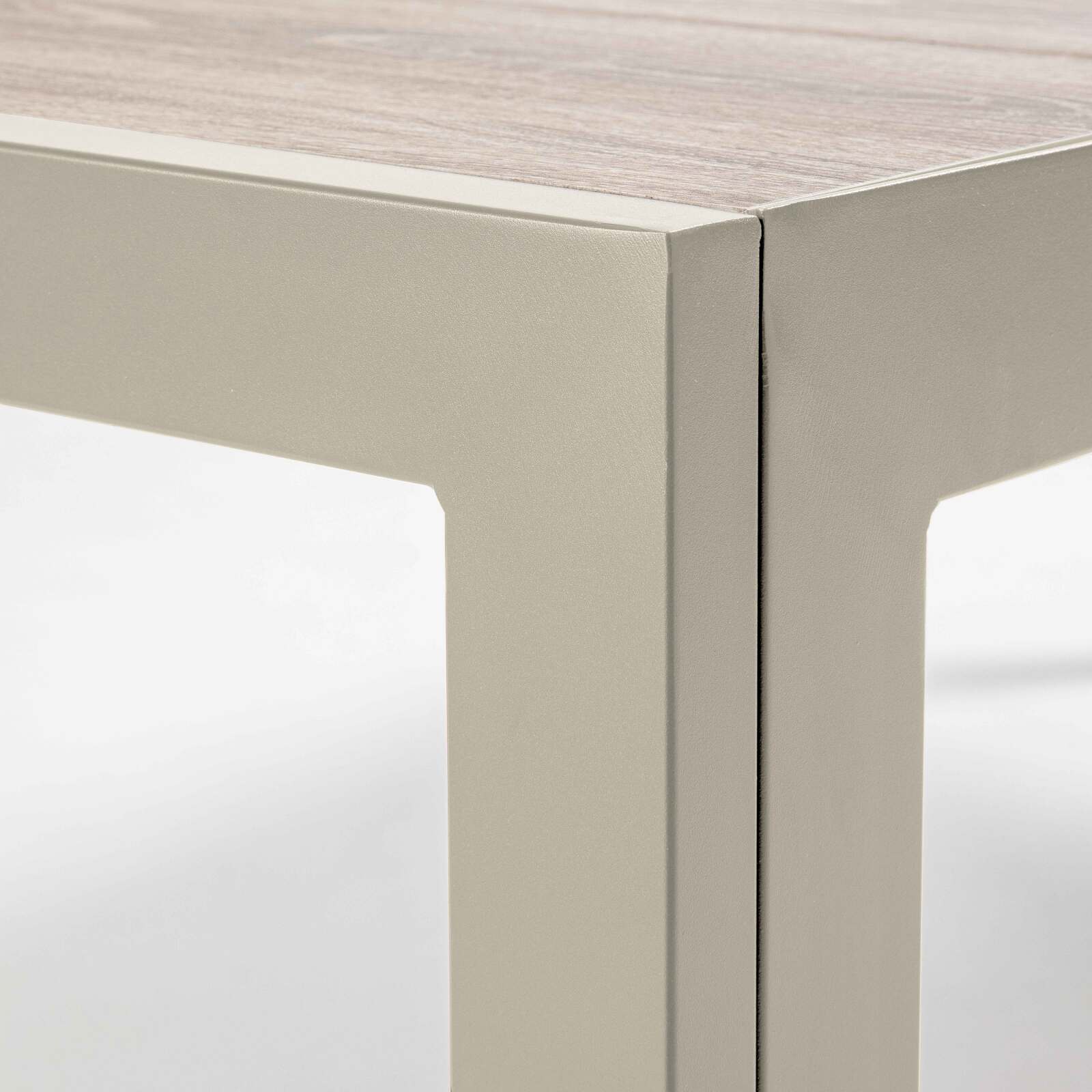 Tavolo da giardino in alluminio e ceramica effetto legno 206x100 cm e 8 sedie in textilene