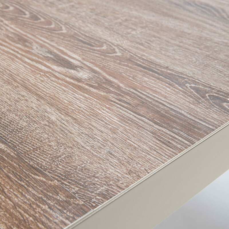 Tavolo da giardino in alluminio e ceramica effetto legno 206x100 cm e 8 sedie in textilene (4/7)