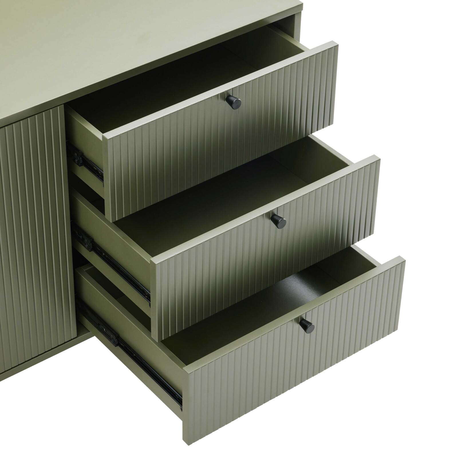 Buffet tinta unita 2 ante 3 cassetti effetto doghe 150 cm