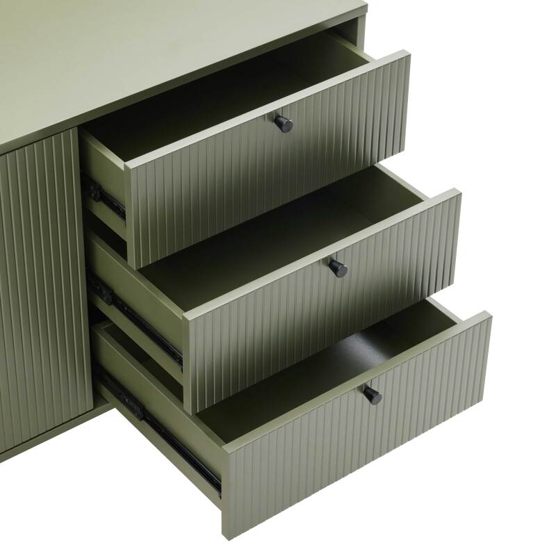 Buffet tinta unita 2 ante 3 cassetti effetto doghe 150 cm (6/7)