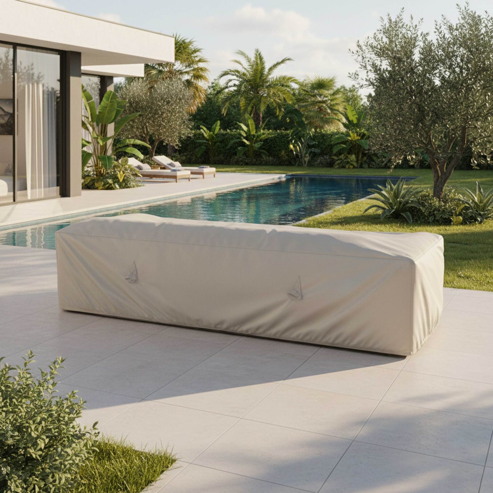 Copertura per divano modulare da esterno di 2 poltrone angolari e 1 poltrona