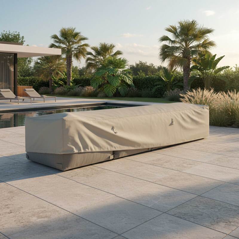 Copertura per divano modulare da esterno di 2 poltrone angolari e 2 poltrone - Lifestyle