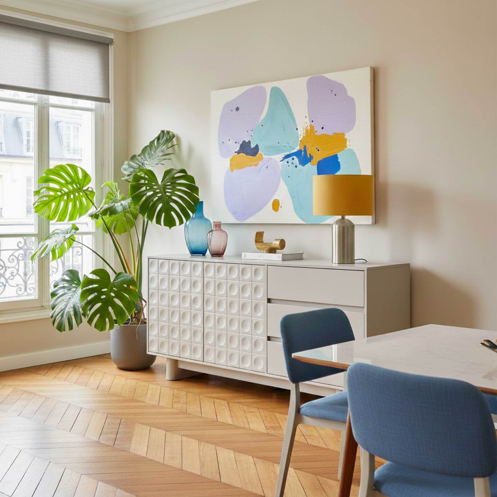 Buffet tinta unita 2 ante 3 cassetti 160 cm