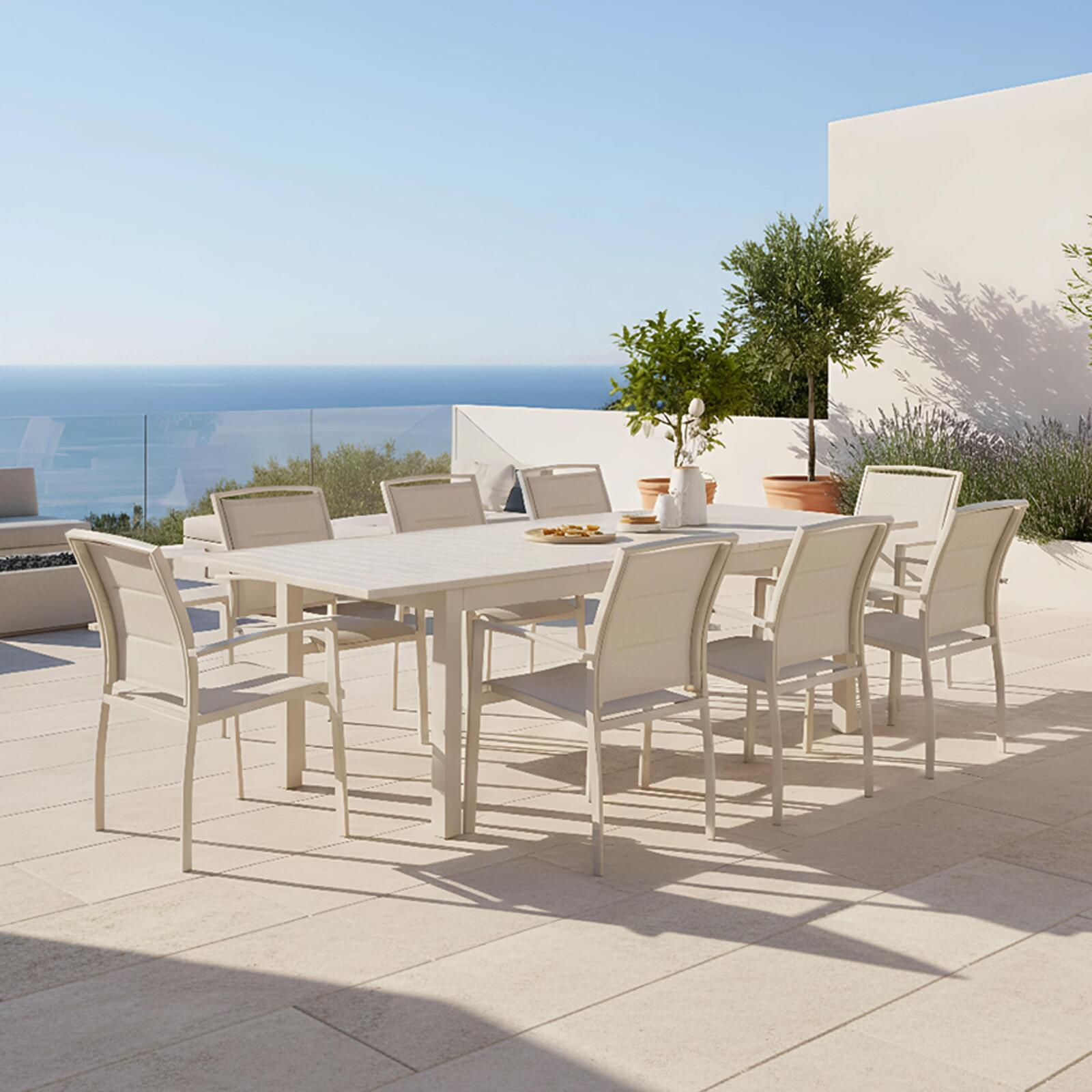 Tavolo da giardino allungabile in alluminio 8 a 10 persone 174/238x100 cm