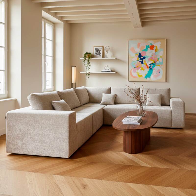 Tavolino da salotto effetto legno FSC® ovale 120x60 cm stile boho (3/8)