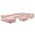 Divano modulare da esterno 7 posti con 5 poltrone, 1 poltrona angolare, 1 chaise longue e 1 pouf