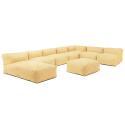 Divano modulare da esterno 7 posti con 5 poltrone, 1 poltrona angolare, 1 chaise longue e 1 pouf