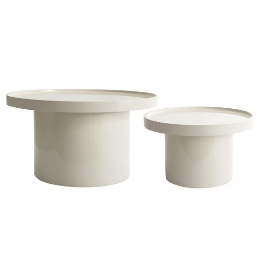 Tavolini estraibili effetto laccato rotondi Ø70 e Ø50 cm stile retrò - Set da 2