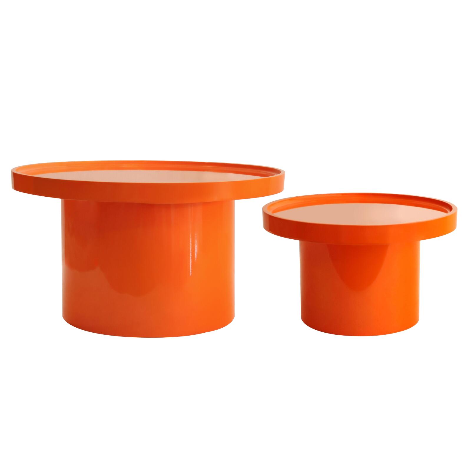 Tavolini estraibili effetto laccato rotondi Ø70 e Ø50 cm stile retrò - Set da 2
