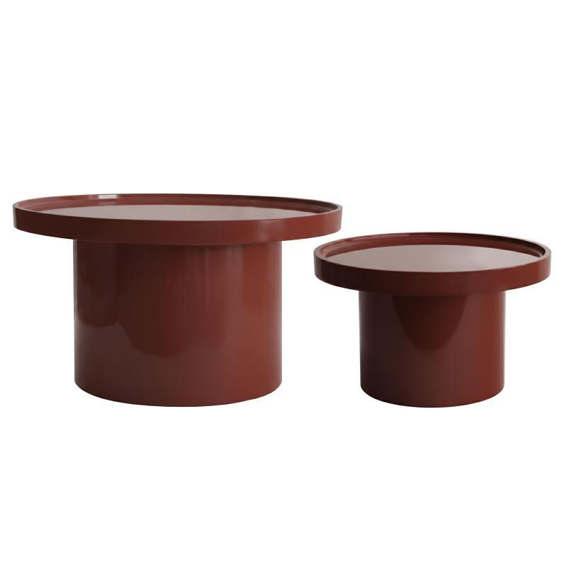 Tavolini estraibili effetto laccato rotondi Ø70 e Ø50 cm stile retrò - Set da 2