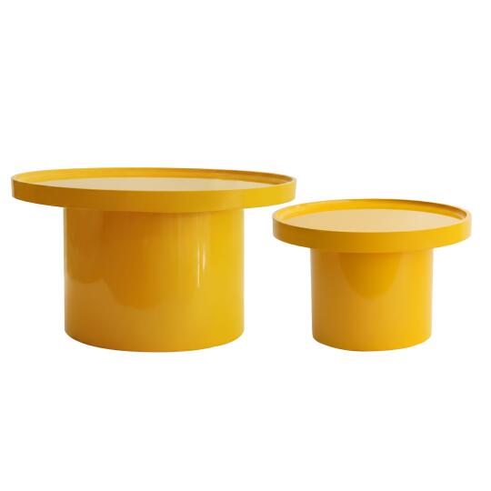 Tavolini estraibili effetto laccato rotondi Ø70 e Ø50 cm stile retrò - Per 2 | Oviala